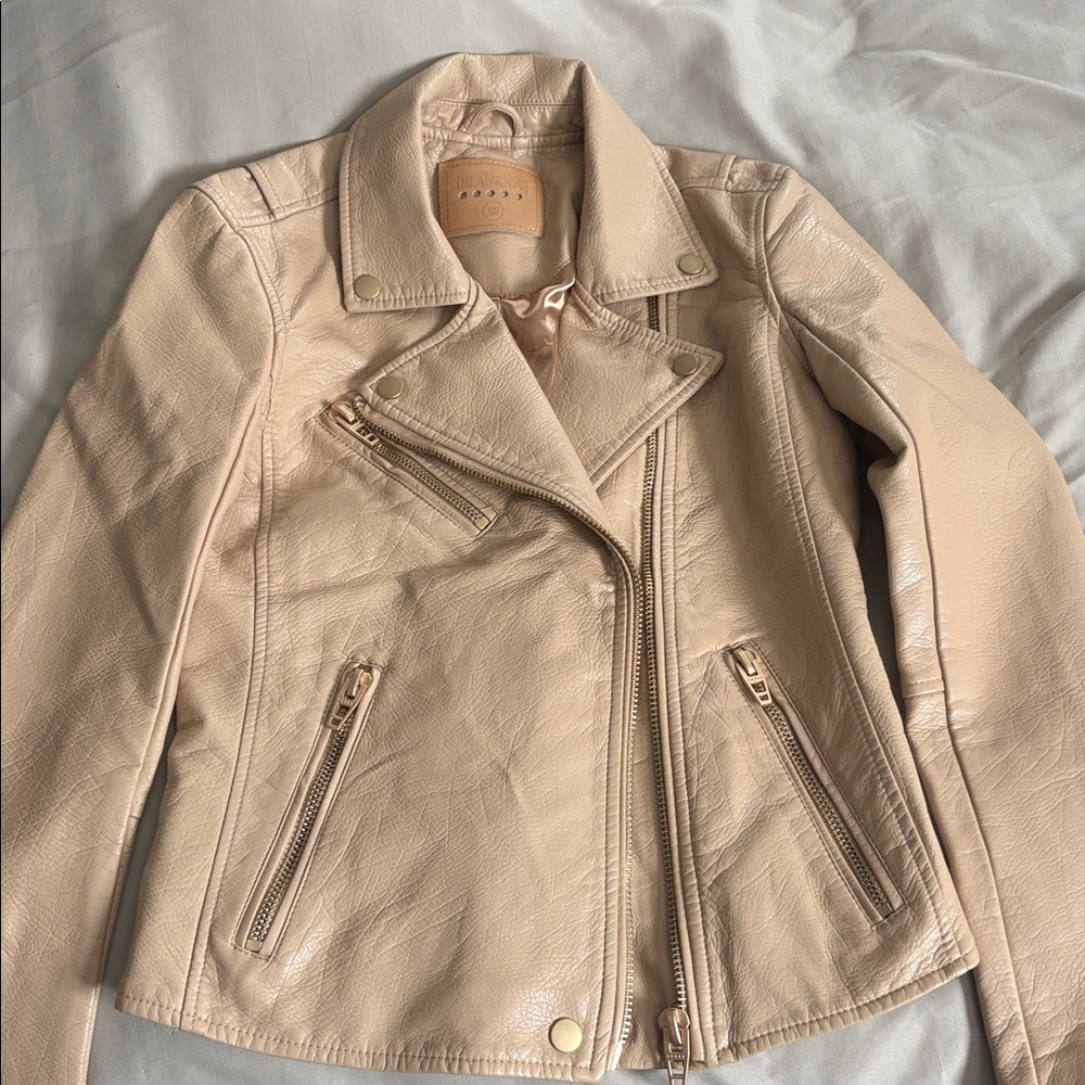 Anthropologie Blank NYC Faux Leather Moto Jacket Tan XS